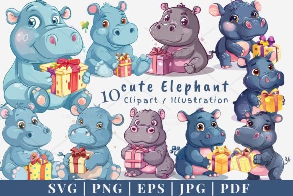 Download Cute Hippo Vector, SVG 1S-80 - Hippo vector Collection