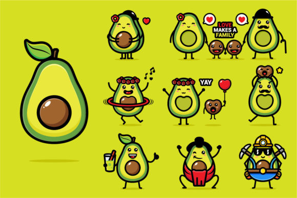 Download Cute Avocado Vector Design Set - Premium Resources