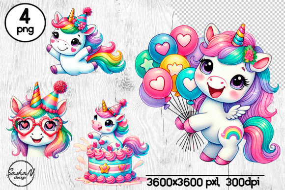 Download Cute Unicorn Clipart, Birthday Clipart - Premium Bundle